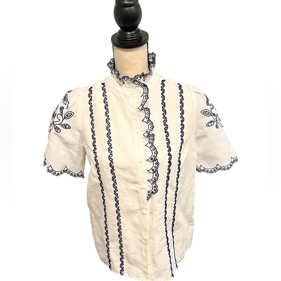 Sezane Dalhia Blouse Écru. - Size 34/2/XS - Picture 2 of 10